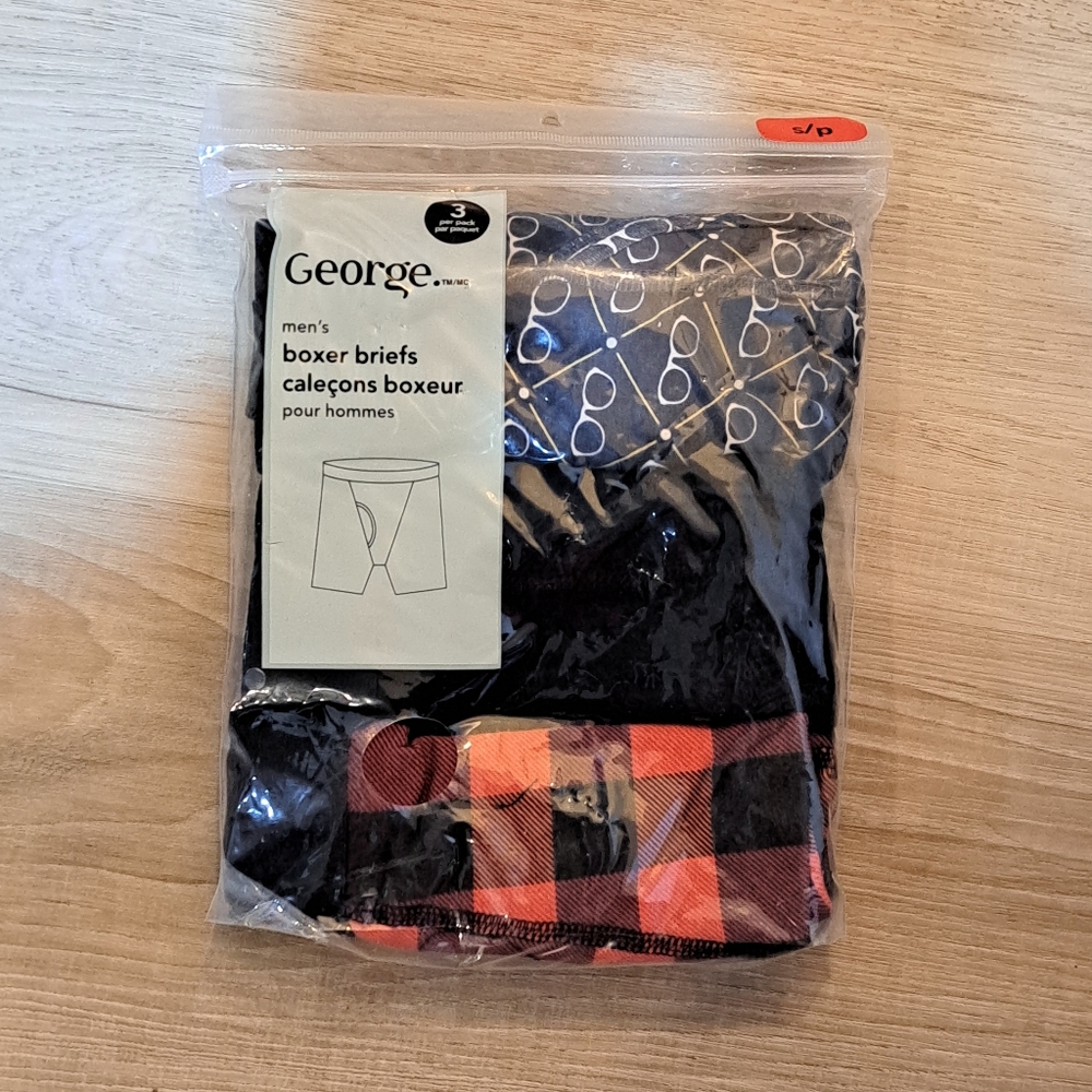 Brand New George Men's Boxer Briefs Set - Black and Red.